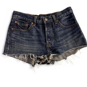 Levi's Blue Jean Shorts Distressed Frayed Hem